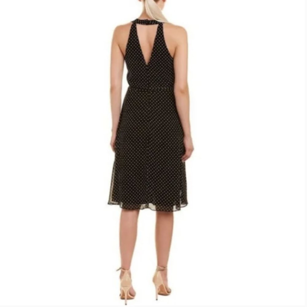 Polka Dot Swing Halter Faux Wrap Dress - Picture 2 of 7